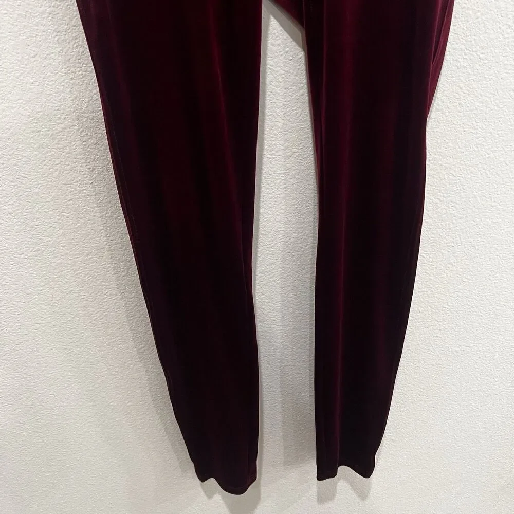 Spanx Womens Leggings Velvet High Waist Ankle Rich Burgundy Red Size Xl Holidays - Picture 4 of 11